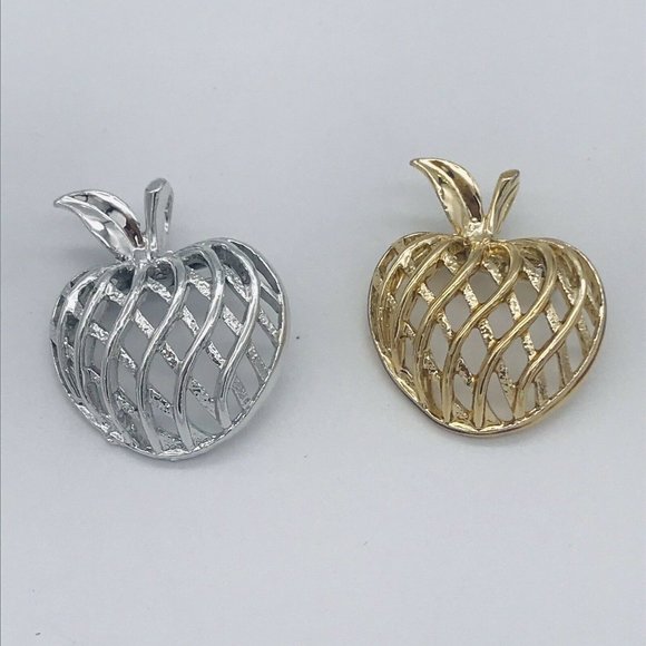 Gerry's Vintage Lattice Textured Apple Brooch Pens - Picture 2 of 9
